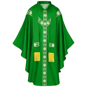 Costume de <span class=keywords><strong>Prêtre</strong></span> pour Halloween, <span class=keywords><strong>Chasuble</strong></span> de Célébrant, Vêtement Liturgique Catholique, Robe de Messe avec Pompon, Robe de Clergé pour Hommes - Product Image 4