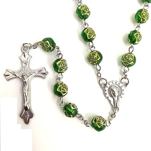 <span class=keywords><strong>Rose</strong></span> flower acrylic beads, new arrival, 8mm, with gold medal, catholic religious rosary for praying - Product Image 3