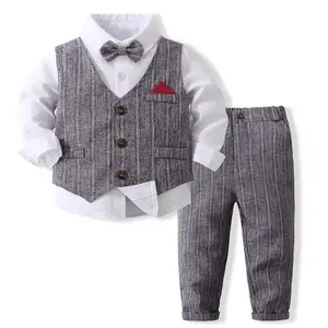 Wholesale Spring Winter Boutique Kids 3 Pieces Set Gentleman Formal Suit Children Outfits Baby Boy Clothing Sets 0 to 3 months