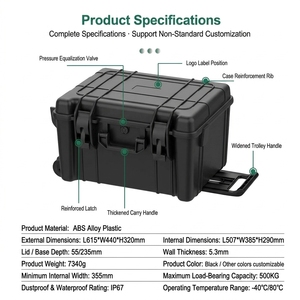 Valise à outils robuste et étanche en plastique ABS, boîte de rangement pour équipement avec joint anti-vieillissement, boîte de transport anti-poussière - Product Image 3