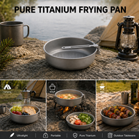 Poêle à frire en titane pur avec poignée pliable, légère, pour le camping et la randonnée en plein air