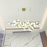 Lustre en verre blanc de luxe pour salon, lustre haut de gamme en forme de branche d'arbre pour hall et chambre à coucher