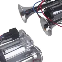 Klaxons Jumeaux Super Puissants 12V 24V Kit Klaxon Électrique 600DB avec Compresseur pour Véhicule Voiture Camion Bateau