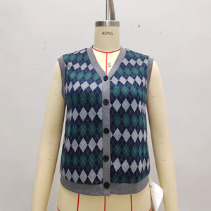 विंटेज Jacquard आर्ययल बटन v-गर्दन वाली बनियान महिलाओं <span class=keywords><strong>2026</strong></span> वसंत की नई शैली ढीली फिट यूरोपीय अमेरिकी शैली बहुमुखी शीर्ष - Product Image 4