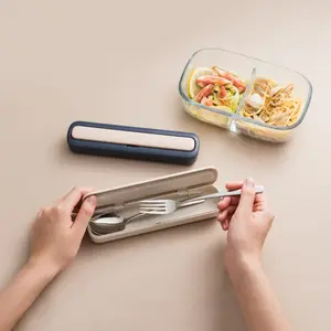 Pinmoo Design成人3件套便携式餐具勺子筷子可重复使用不锈钢餐具套装