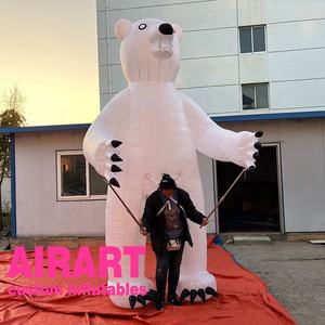 Adulto que lleva marioneta de oso blanco inflable, traje de caminar noche carnaval evento oso disfraz - Product Image 3