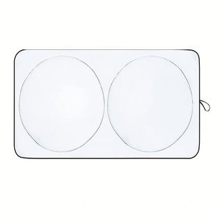 Cross-border Sun protection Car Front Windshield Double-ring Sunshade Titanium Silver Film Foldable Car <b>Window</b> <b>Cover</b> Solid Color - Product Image 2
