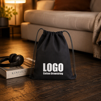 Sac à cordon en coton uni de luxe personnalisé avec logo, écologique, portable, pour le sport, sac cadeau, sac à dos à cordon – Vente en gros