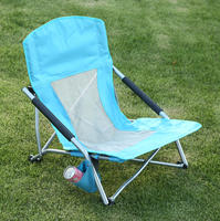 Chaise longue pliante à dossier haut en fer bleu - Pour bronzer en plein air et le camping sur la plage, chaise inclinable portable de voyage confortable pour se détendre