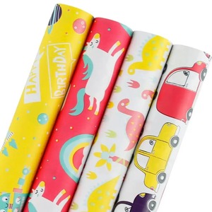 Birthday Unicorn Dinosaur Car Gift <b>Wrap</b> <b>Paper</b> <b>Roll</b> 100GSM Coated Eco-Friendly Recyclable Art <b>Paper</b> Double-Sided Digital Printing - Product Image 1