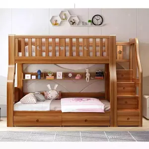 Litera doble de madera duradera para niños, juego de dormitorio, muebles de dormitorio
