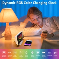 Nouveautés Horloge numérique à LED de bureau avec changement de couleur RVB dynamique Réveil numérique fort