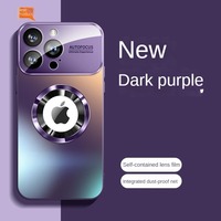 Alliage de titane de luxe pour iPhone 15 Pro Max étui mat AG verre magnétique 14 13 12 16 grande fenêtre lentille caméra Protection couverture