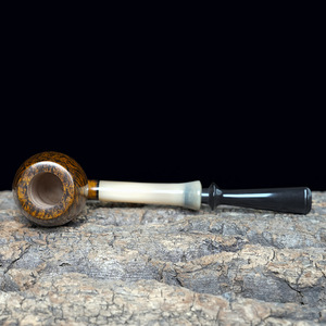 MUXIANG Briarwood Smoking Pipe Bent Shape With Horn Stem And Tulip Bowl Solid Wood 3mm Filter Men's Tobacco Pipe - Product Image 3