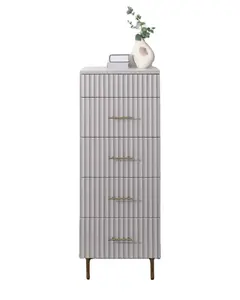 Living Room Cabinet Tallboy With 5 Drawer In Grey