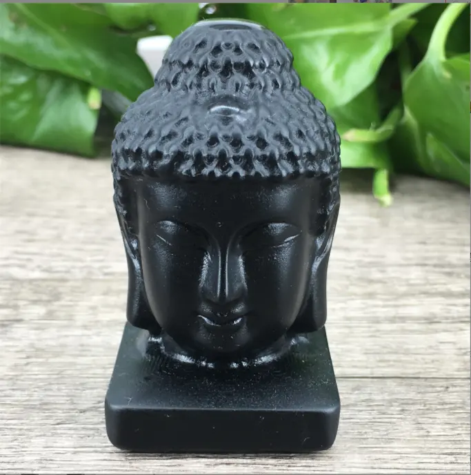 1PC 6cm Buddha Sculpture Stone Sakyamuni Tathagata Figurine Mahogany India Buddha Head Statue Crafts Decorative Ornament