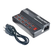 Chargeur USB multi-ports Fu Haoxuan 10 ports 60W 100-240V en ABS ignifuge pour téléphones portables et ordinateurs portables, compatible Digi