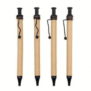 Bolígrafo Retráctil Ecológico de Papel Kraft con Clip Metálico, Punta de 1.0 mm, Tinta Negra/Azul, para Regalos de Hotel y Negocios - Product Image 1