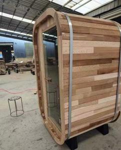 Sauna extérieur compact en bois massif HELIUS pour 2 personnes, en cèdre rouge ou hemlock, avec poêle et pierres. - Product Image 2