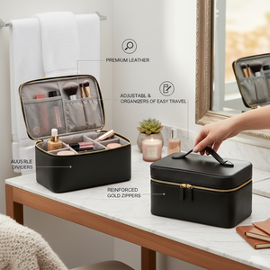 Royal Fair - Juego de Bolsas de Maquillaje de Cuero Premium Personalizadas, Organizador de Cosméticos, Organizador de Artículos de Aseo <span class=keywords><strong>para</strong></span> Mujer - Product Image 4