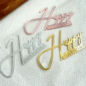 Großhandel Acryl Cake Topper Alles Gute zum Geburtstag Jubiläum Kuchen Dekoration Topper - Product Image 4