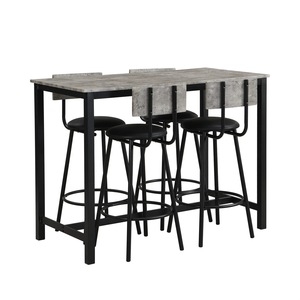 Nordic marble <b>bar</b> <b>table</b>, long wall-mounted <b>table</b> for home, dining room, living room, casual solid wood high <b>table</b> and chair set - Product Image 4