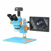 Microscopio Estéreo Trinocular HD RELIFE RL-M5T-B11 con Base de Plataforma Grande + Monitor HD para Soldadura y Reparación de PCB