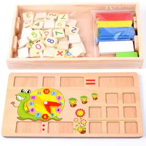 Wooden Multifunctional Clock Cognitive Game Math Calculation Learning Box Children's Montessori Early Education Board Toys
