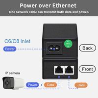 Inyector PoE Gigabit IEEE 802.3af/at, 48~56V 15.4W 30W, Adaptador de Alimentación por Ethernet para Cámaras IP y Puntos de Acceso