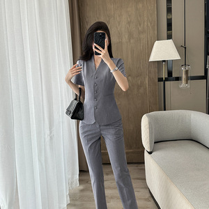 Women's Short Sleeve Suit Set Summer Lightweight Formal Wear Skirt Style Professional Uniform - Product Image 4