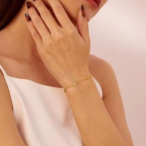 Mode féminine délicate chaîne lien Bracelet Zircon coeur breloque 18K plaqué or acier inoxydable bijoux anniversaire à la mode - Product Image 3