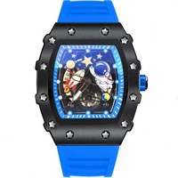 Mode loisirs sport montre automatique creux étanche hommes poignet cosmonaute carré baril montre à Quartz