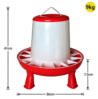 Mangeoires à poulet de grande capacité 6kg 9kg 12kg en plastique PP avec pieds, prix d'usine, mangeoires surélevées
