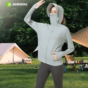 Wholesale Unisex Summer Quick-drying Sun Protection Jacket Ice Silk Material Brim Breathable Upf 100+ Hooded Jacket