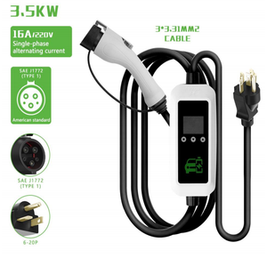 Cargador Portátil para Vehículos Eléctricos de 3.5KW, 16A, 220V, SAE J1772 TIPO 1, Enchufe NEMA 6-20P, Pantalla LCD, Cable de Carga - Product Image 1