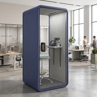 Cabine de bureau insonorisée certifiée SGS 32 dB pour 1 personne, avec bureau, éclairage LED et ventilation silencieuse pour les appels vidéo