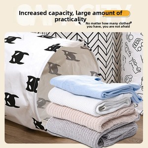 Panier à linge pliable en tissu coton et lin, design tambour épaissi, pour le rangement des vêtements et des jouets, idéal pour dortoir, chambre et usage domestique - Product Image 3
