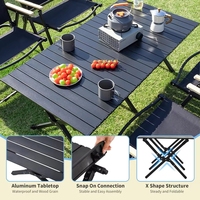 Table pliante portable pour le jardin, le barbecue, la pêche, le pique-nique et le camping, avec structure en acier