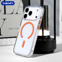 Coque de téléphone magnétique transparente en PC haute transparence VAWI B375, vente en gros pour iPhone 17 Pro Max, antichoc et anti-chute