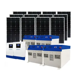 WAKATEK Solar System Hybrid Solar Panel Power System10kva 10000W Residential Photovoltaic Solar System Batteries Kits