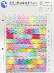 Cuero de vinilo en relieve prismático arcoíris Cuero de imitación de color acolchado para hacer bolso DIY llaveros con lazo cartera accesorio artesanal - Product Image 6