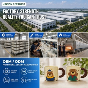 Tasse en céramique à paroi épaisse, finition brillante, avec poignée marron et logo personnalisé motif ours de dessin animé, pour <span class=keywords><strong>caf</strong></span>é et hôtel, vente en gros - Product Image 6