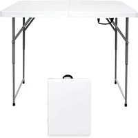 Table pliante moderne en plastique pour l'extérieur, avec structure métallique, hauteur réglable 48 pouces, mobilier d'extérieur pour le camping, les pique-niques et les barbecues