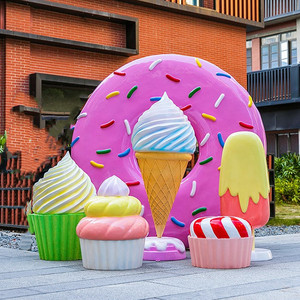 Carino gigante in fibra di vetro gatto artiglio gelato statua resina decorazione esterna per negozi di dolci e centri commerciali - Product Image 2