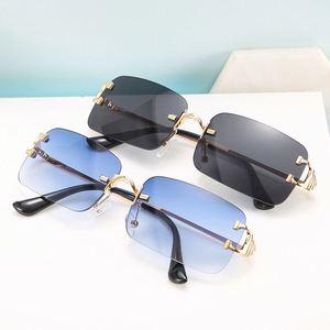 Gafas de Sol Rectangulares Azules con Marco Pequeño, Retro y Modernas, con Logotipo Personalizado 2025, Gafas de Sol Cuadradas sin Montura Metálica para Hombre y Mujer - Product Image 1