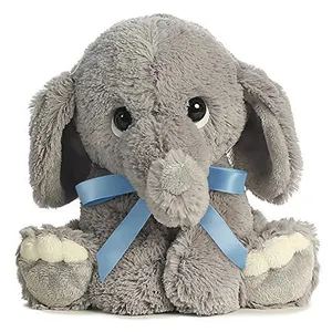 Hadiah Ulang Tahun Anak Boneka Gajah Mewah Mata Besar dengan LOGO Kustom Warna Biru Lucu Lembut Gajah Mainan Mewah