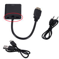 Adaptor Konverter Taipuxi 1080p 60hz HDTV ke VGA Male Female dengan Audio 3.5mm dan Power Supply Micro USB