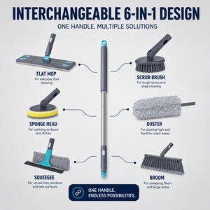 Kit de nettoyage DOOSO 7 en 1 avec balai, serpillière, raclette, brosse, ensemble portable et écologique en <span class=keywords><strong>microfibre</strong></span> pour la maison, la voiture, les fenêtres et les sols - Product Image 3