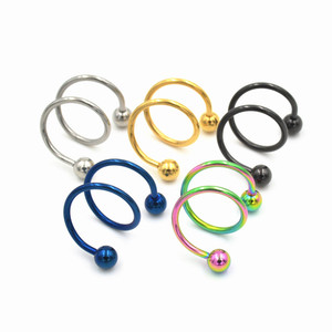 Boucles d'oreilles tendance en acier inoxydable, style punk, <span class=keywords><strong>spirale</strong></span> hélice, clou d'oreille, anneau de lèvre, <span class=keywords><strong>piercing</strong></span> de nez, <span class=keywords><strong>piercing</strong></span> de cartilage pour femme, bijoux de corps - Product Image 1