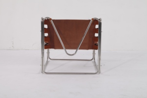<span class=keywords><strong>Fauteuil</strong></span> lounge Fabio Lenci en cuir marron selle, design Pascal Mourgue, mobilier rétro moderne des années 1970 - Product Image 5